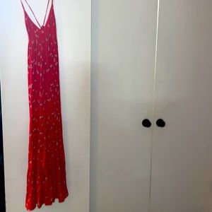 Billabong long red dress with white flowers size small